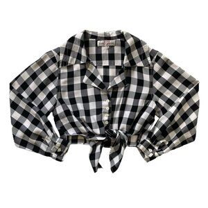 Vintage 80s Plaid Cowgirl Tie Up Blouse 🐮